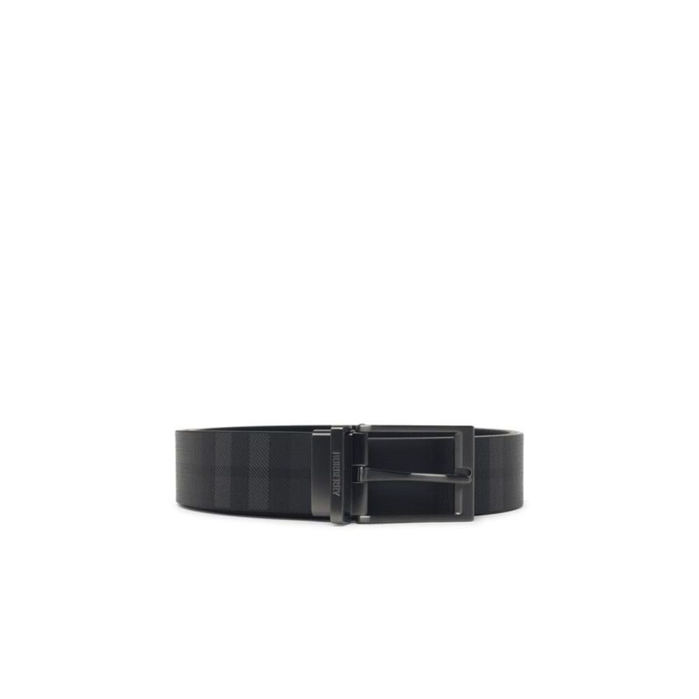 Burberry 'Check' Reversible Grey Cotton Blend Belt Men